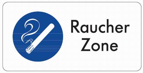 Aluminium Schild Raucher Zone doppelseitig mit Kette 200x400 mm