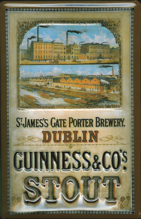 Blechschild Guinness Bier Brauerei St. James Gate Dublin Nostalgie Schild retro Werbung