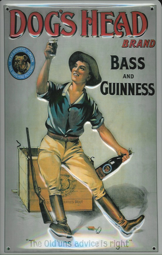A453-Dog-s-Head Blechschild Guinness Bier Dog's Head Bass and Guinness Hund nostalgisches Schild