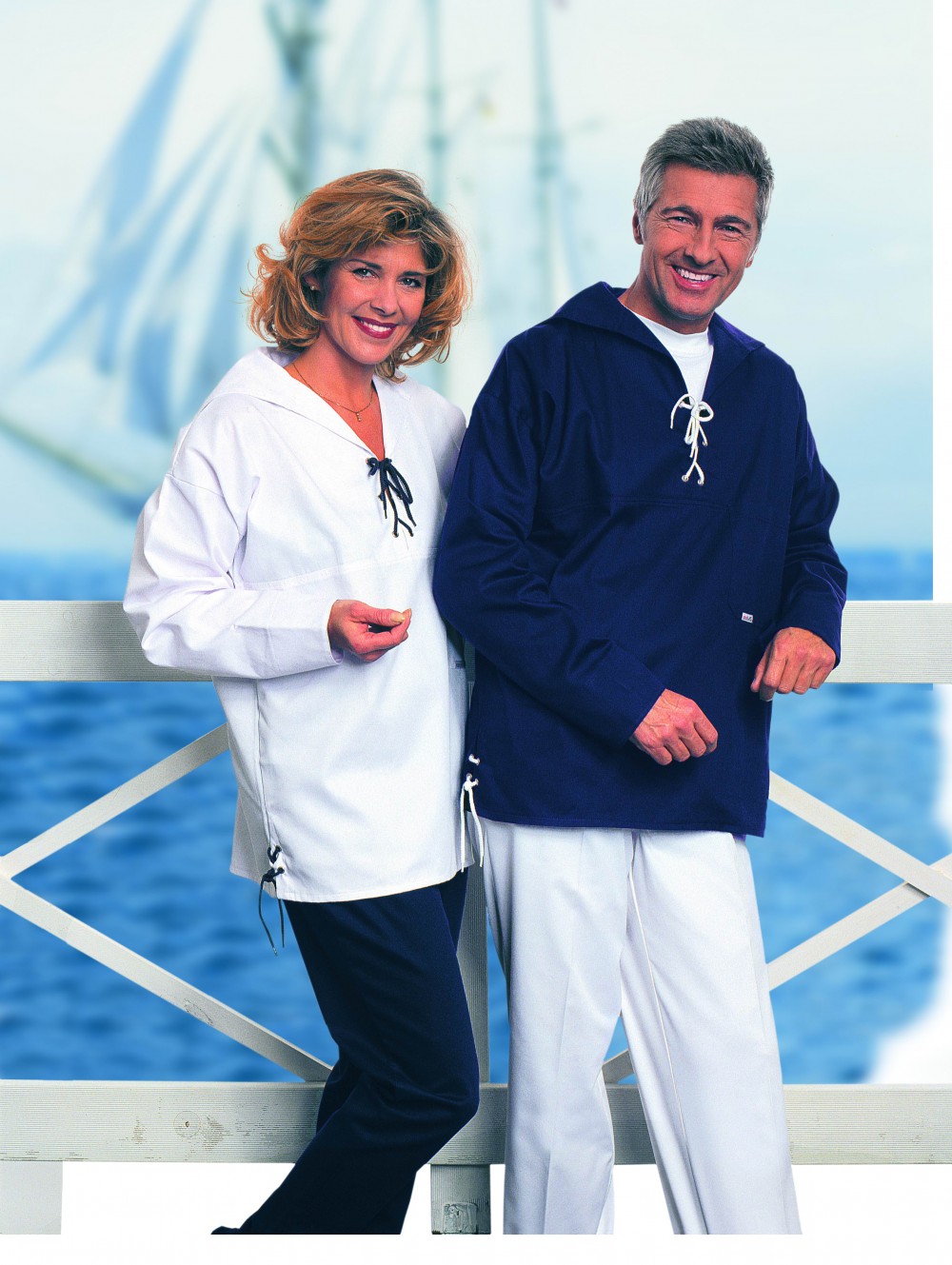 Schlupf-Blouson blau und weiss