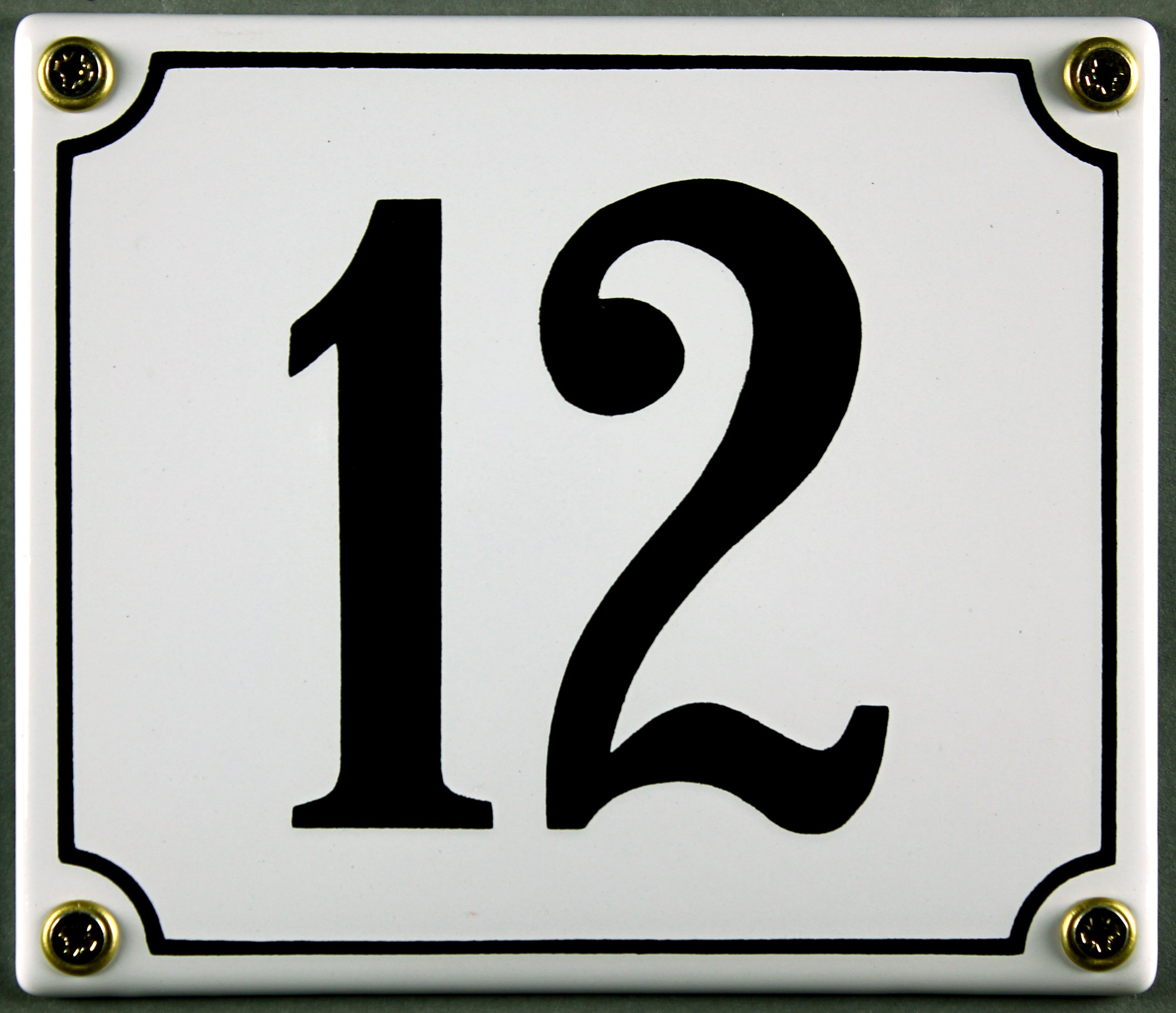 Hausnummernschild 12 weiß 12x14 cm sofort lieferbar Schild Emaille Hausnummer Haus Nummer Zahl Ziffe