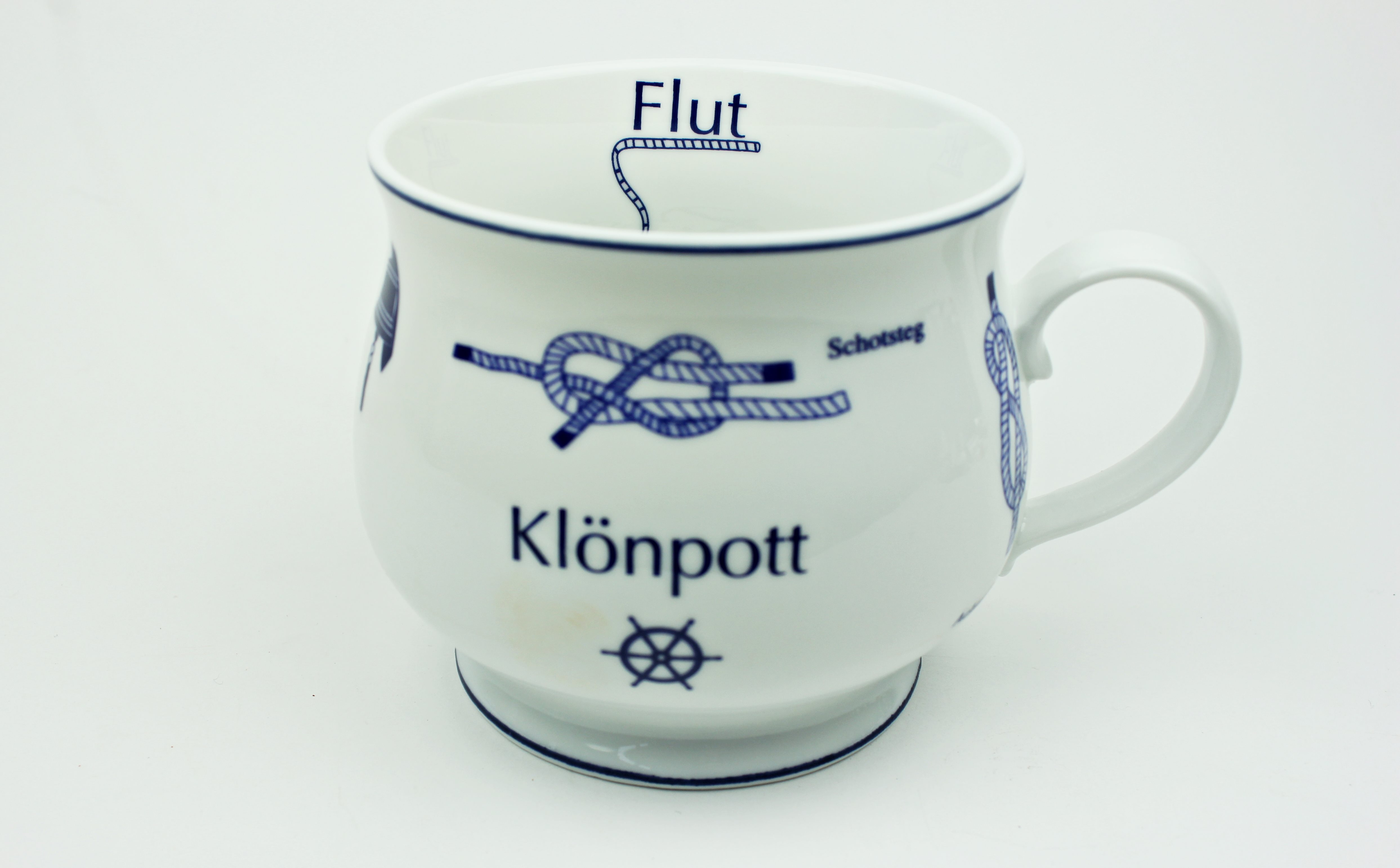 Knotenbecher Klönpott mit Seemannsknoten bauchig Souvenir Teetasse Tee Becher Andenken