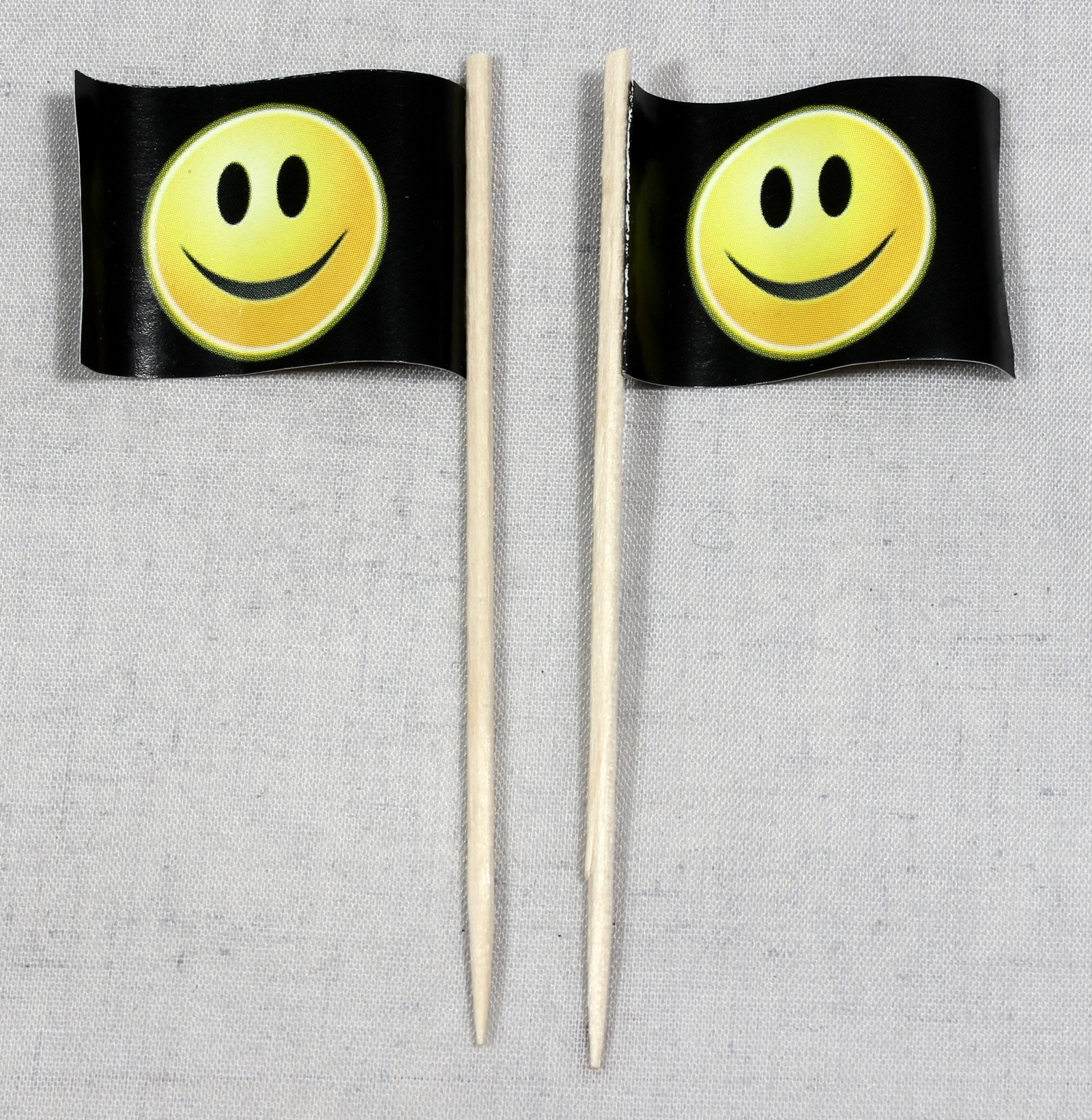 Party-Picker Flagge Smiley schwarz Smily Papierfähnchen in Spitzenqualität 50 Stück Beutel