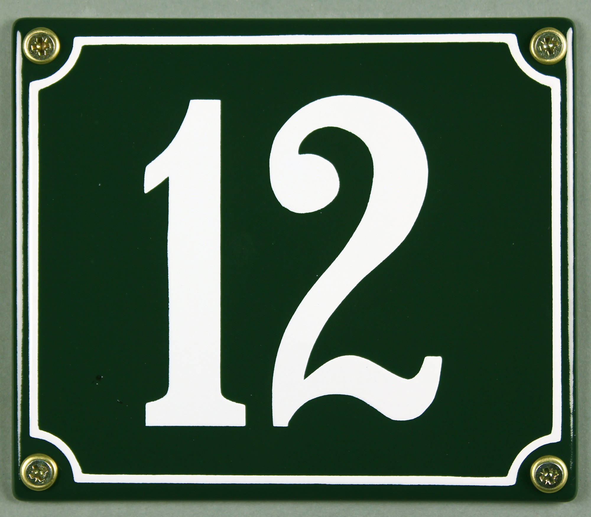 Hausnummernschild 12 grün 12x14 cm sofort lieferbar Schild Emaille Hausnummer Haus Nummer Zahl Ziffe