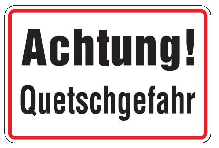 Aluminium Schild Achtung! Quetschgefahr 200x300 mm geprägt