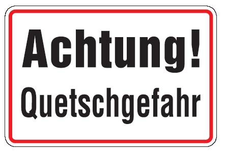 as72323 Aluminium Schild Achtung! Quetschgefahr 200x300 mm geprägt