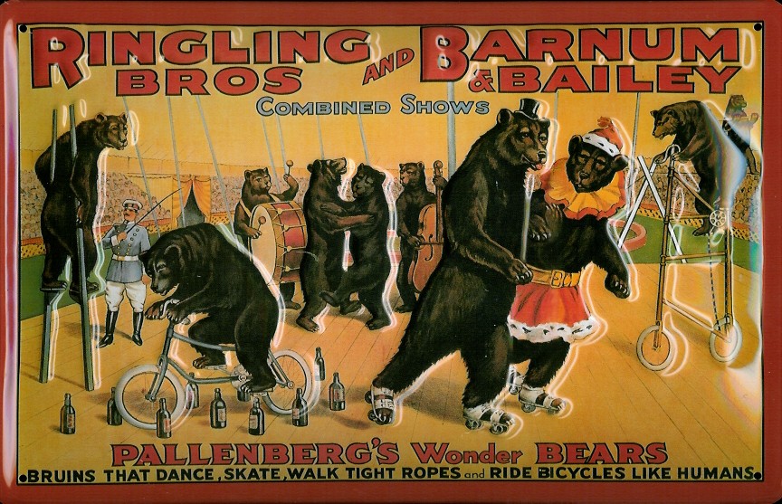 Blechschild Nostalgieschild Ringling Brothers Zirkus Bären