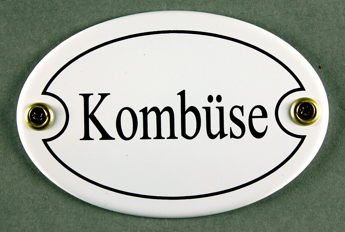 Emaille Türschild Kombüse weiss oval Schild