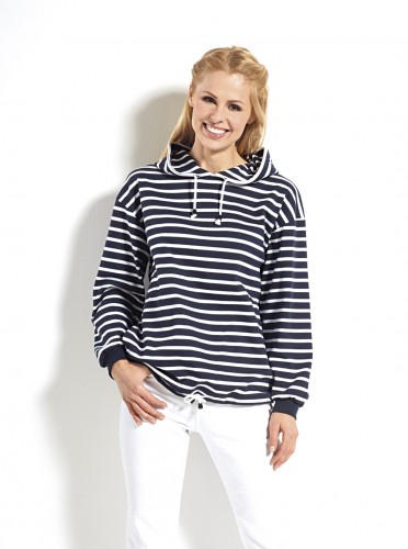 Bretonisches Damen Kapuzenshirt gestreiftes Hemd mit Ringelmuster