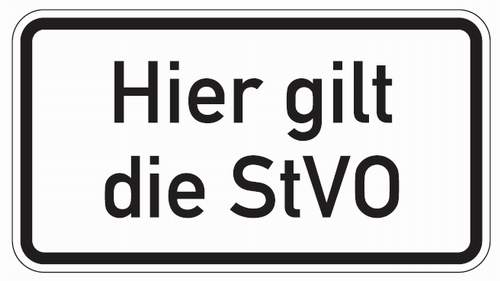 Zusatz Textschild für Verkehrszeichen Hier gilt die StVO verschiedene Größen  Aluminium reflektieren