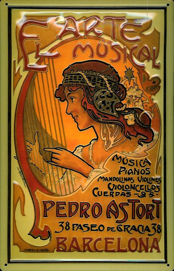 Blechschild Arte Musical Plakat Barcelona Werbeschild Schild Nostalgieschild