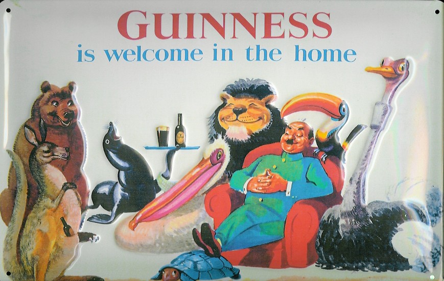 Blechschild Guinness bier is welcome in the home Tiere Wohnzimmer Schild Werbeschild