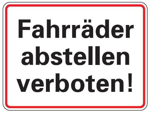 Aluminium Schild Fahrräder abstellen verboten 150x200 mm geprägt