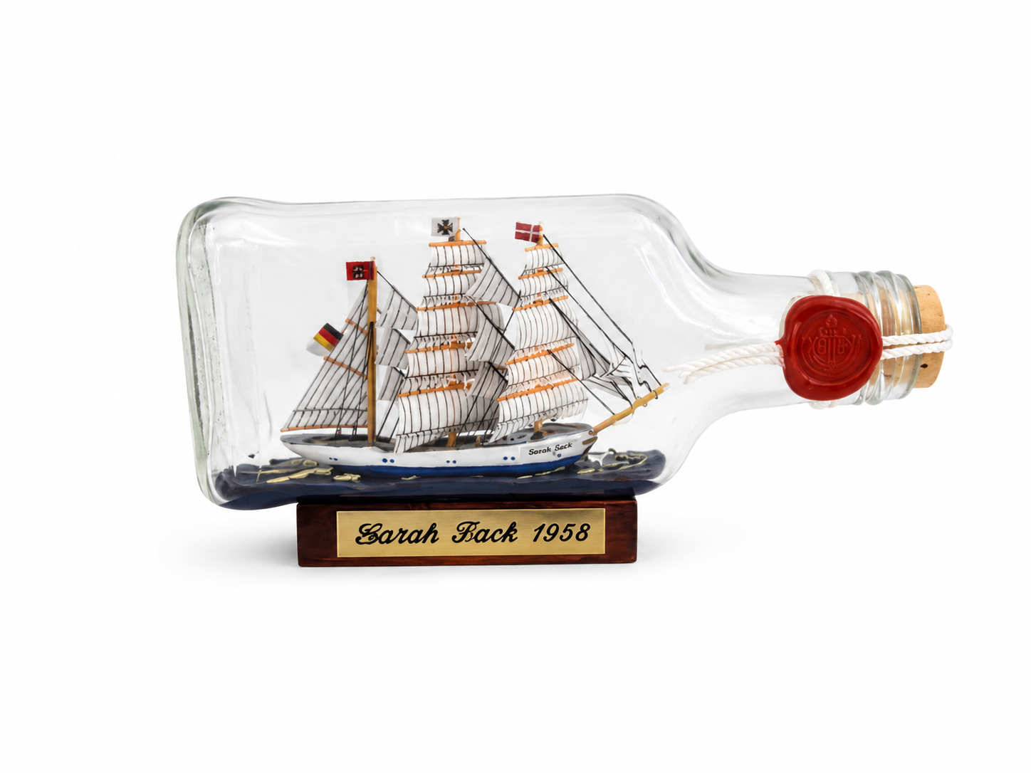 Gorch Fock Buddelschiff Flachmann 0,1 Liter ca. 14x7 cm Buddelschiff Flaschenschiff