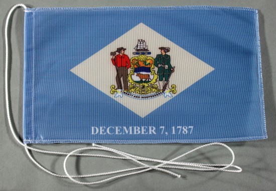 Tischflagge Delaware USA Bundesstaat US State 25x15 cm optional mit Holz- oder Chromständer Tischfah