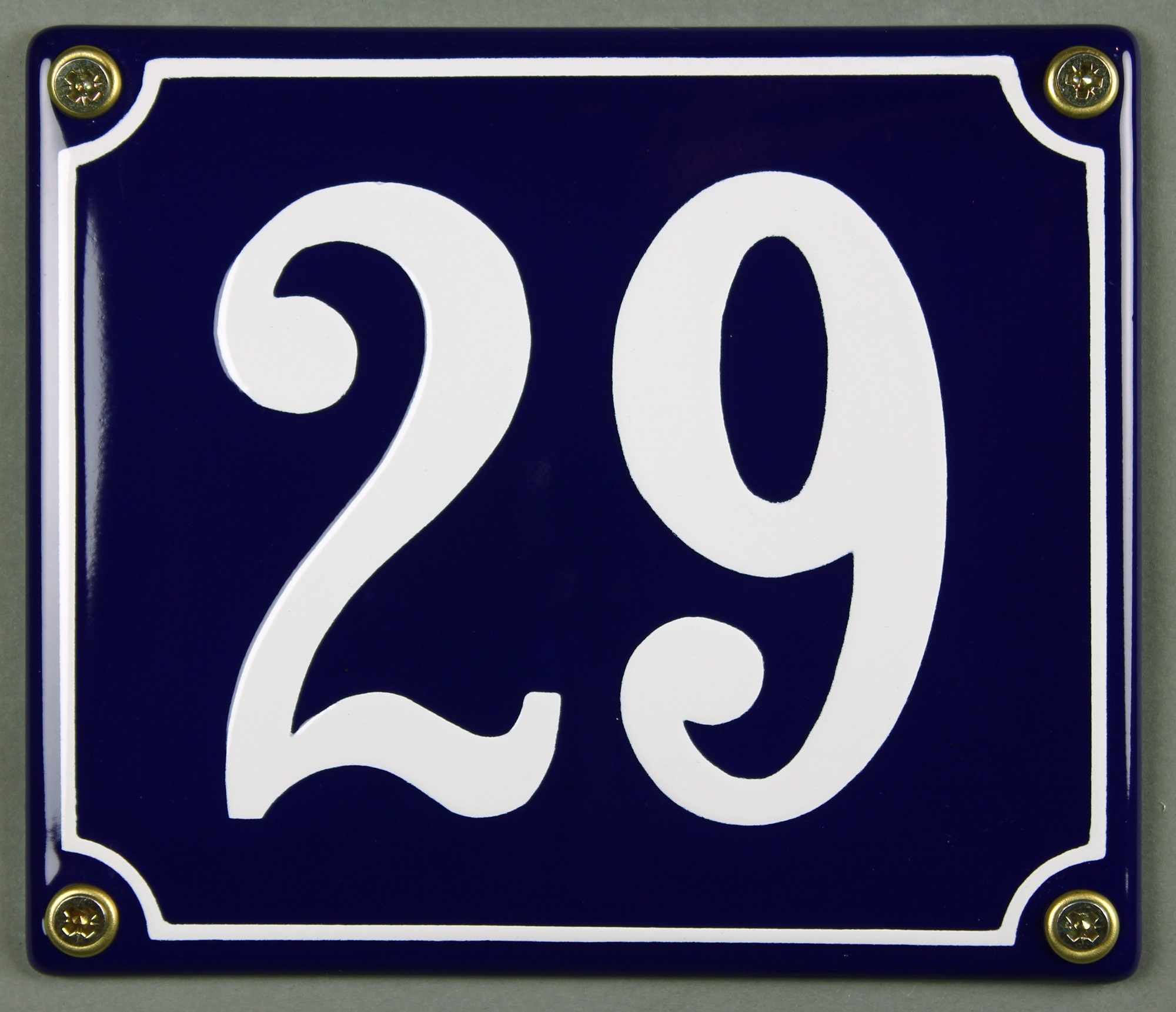 Hausnummernschild Emaille 29 blau - weiß 12x14 cm sofort lieferbar Schild Emaile Hausnummer Haus Num