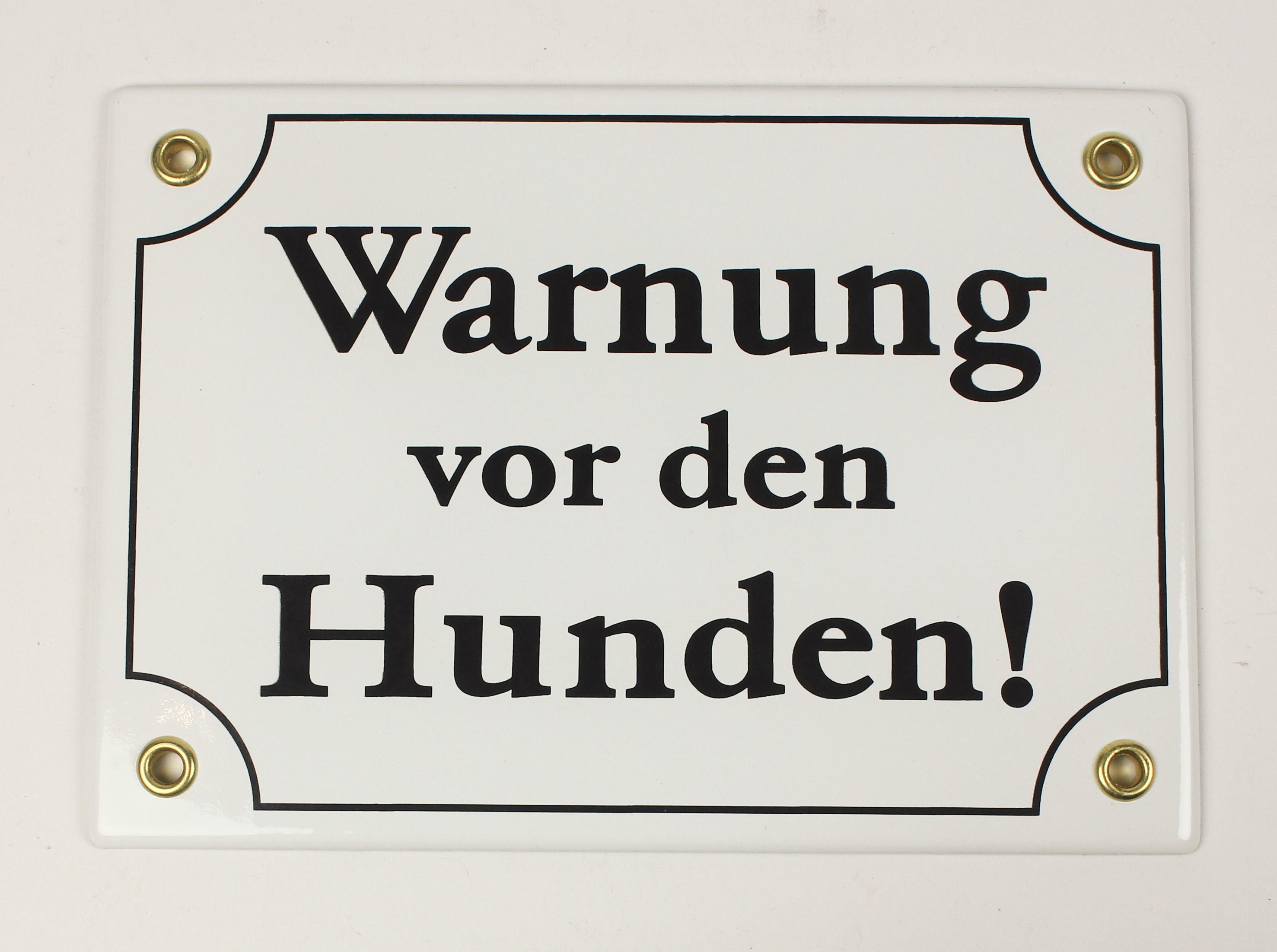 Hinweis Schild Warnung vor den HUNDEN weiß