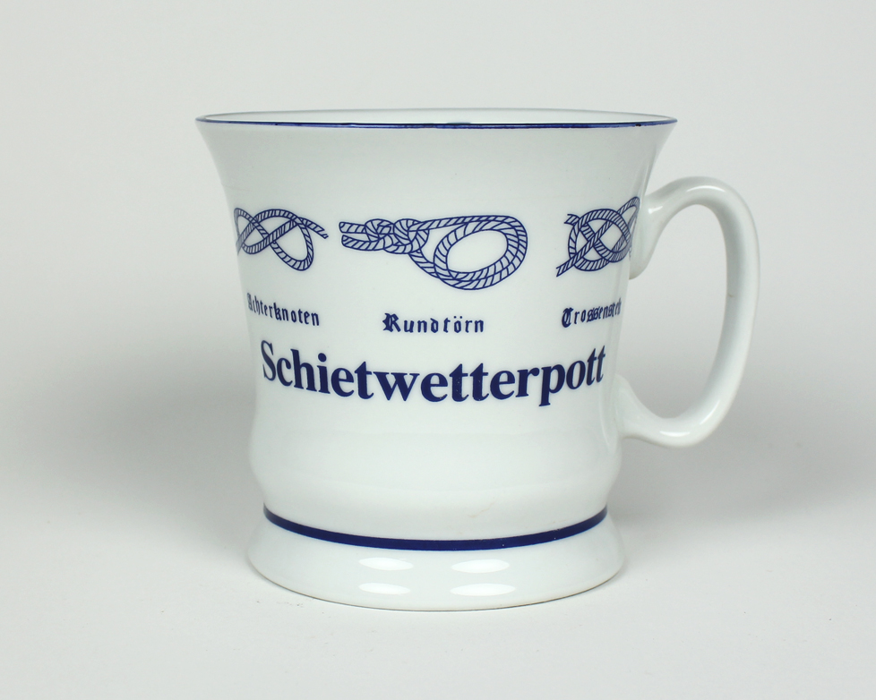 Knotenbecher Schietwetterpott mit Seemannsknoten hoch Kaffeebecher Kaffeetasse Kaffee Pott