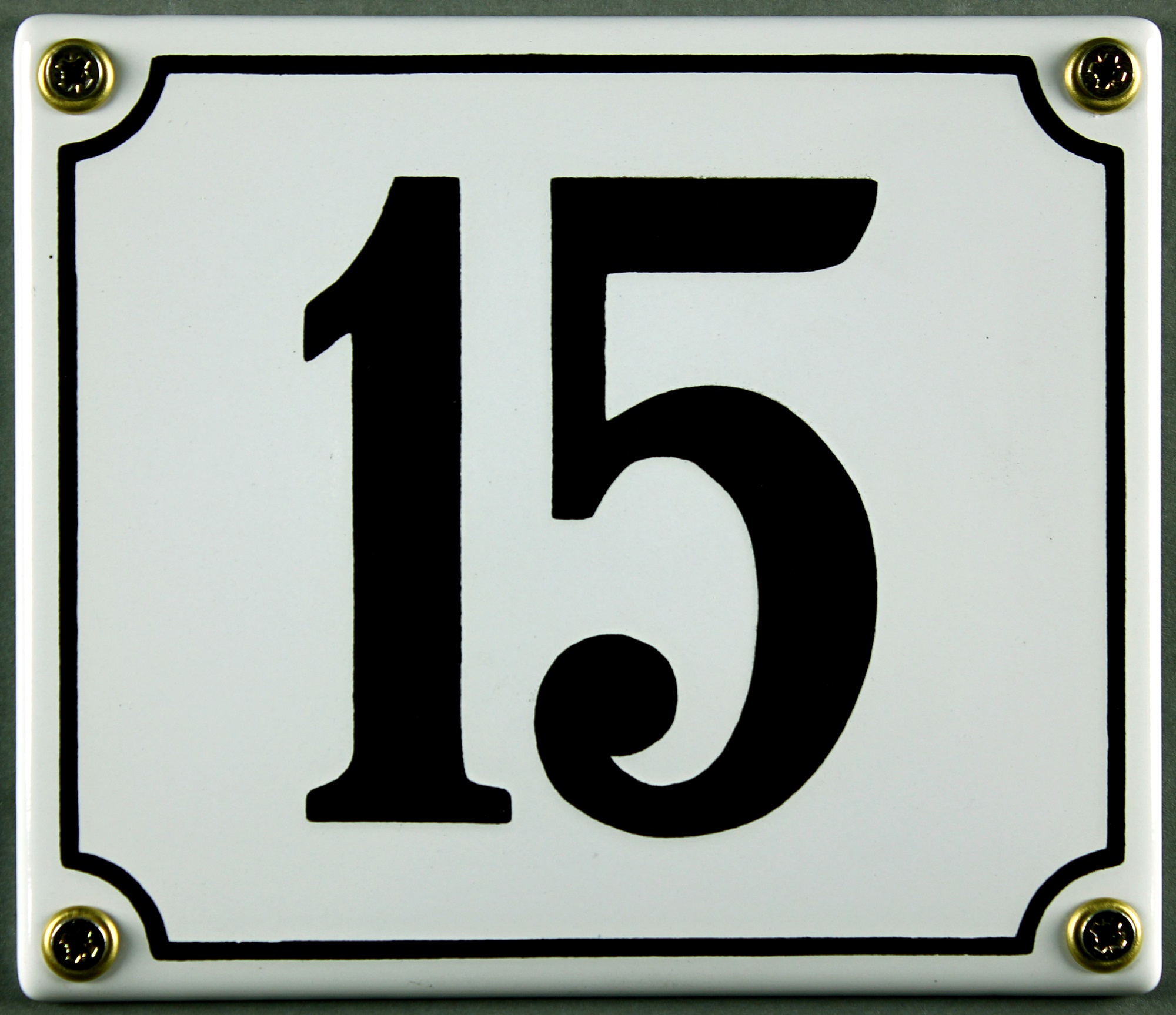 Hausnummernschild 15 weiß 12x14 cm sofort lieferbar Schild Emaille Hausnummer Haus Nummer Zahl Ziffe