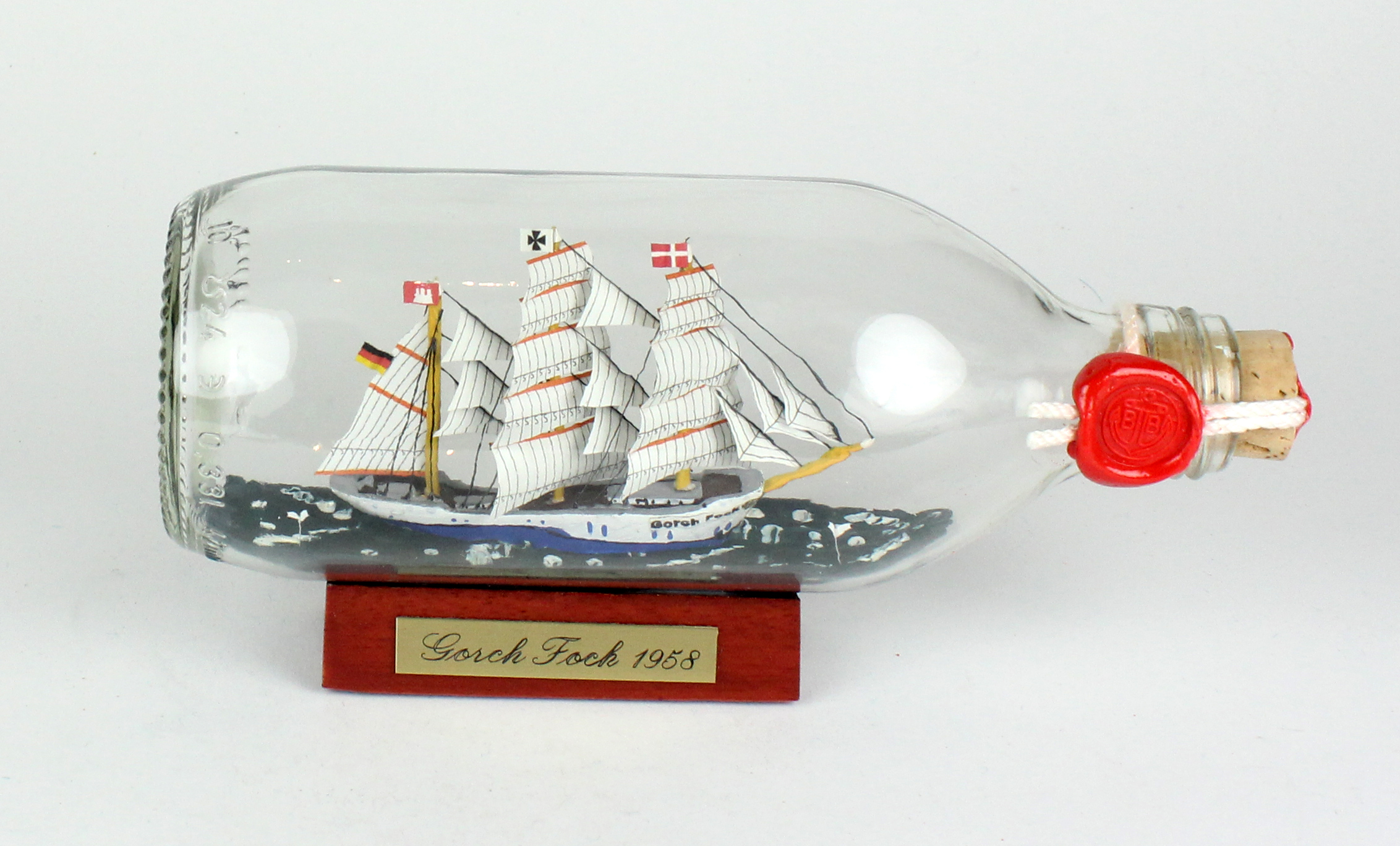 Gorch Fock runde Flasche 0,3 Liter Buddelschiff Flaschenschiff