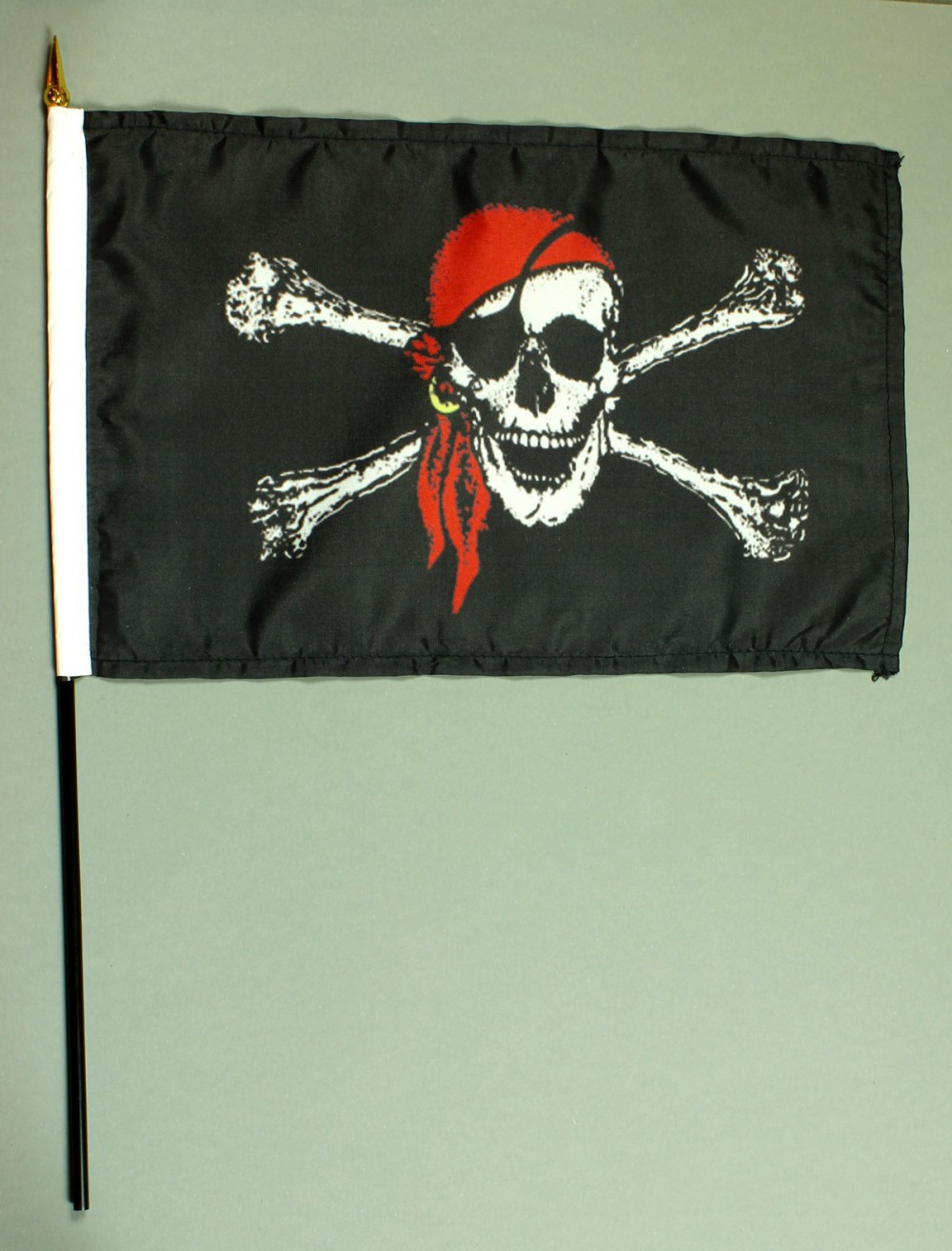 Tischflagge Pirat Piratenflagge 20x30 cm optional mit Tischflaggenständer aus Mahagoni Holz