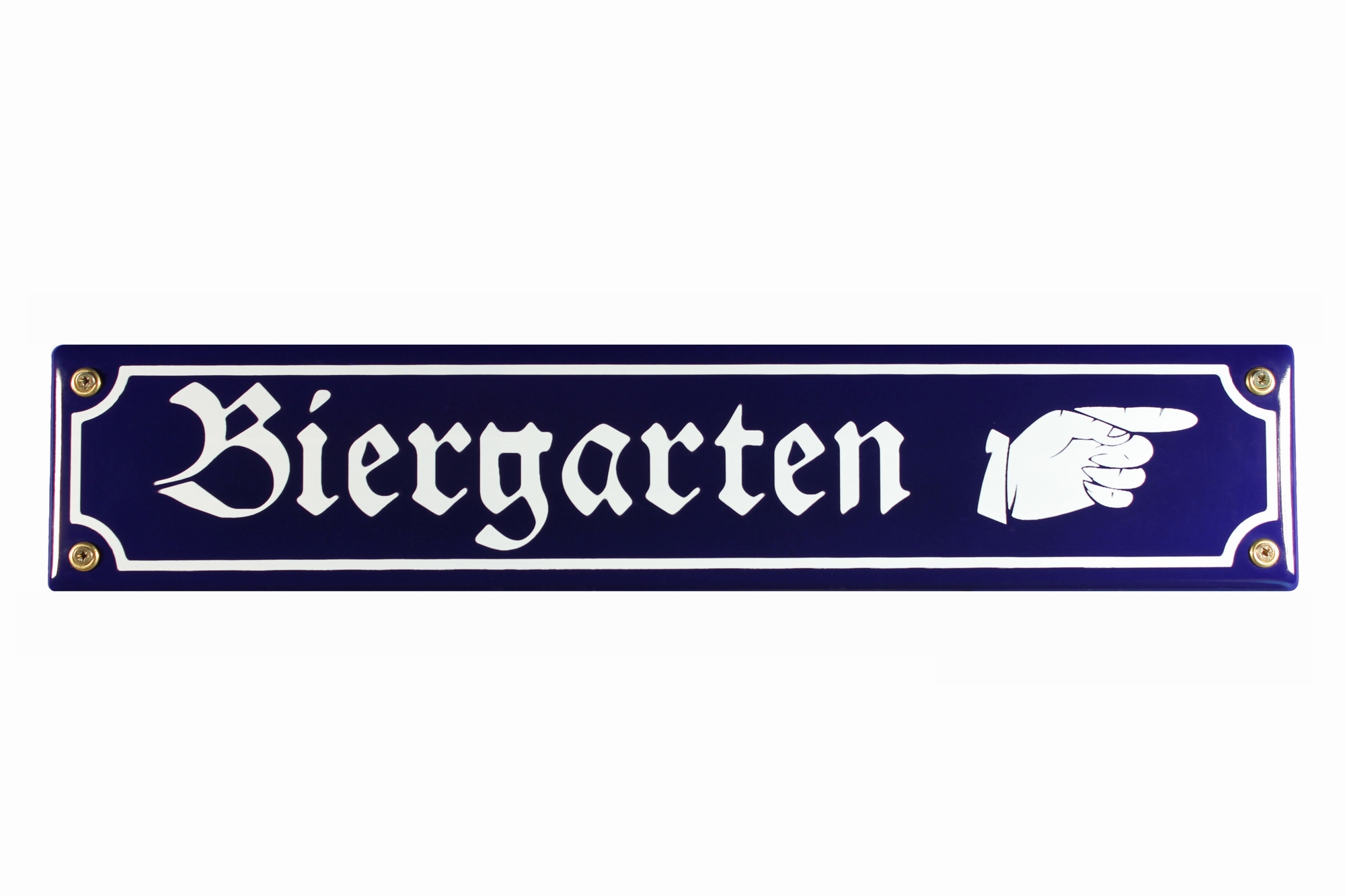 Strassenschild Biergarten Hand rechts 40x8 cm Email Strassen Schild Emaille