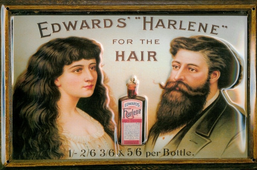 Blechschild Edwards Harlene for the Hair Haarwasser Schild retro Werbeschild Nostalgieschild