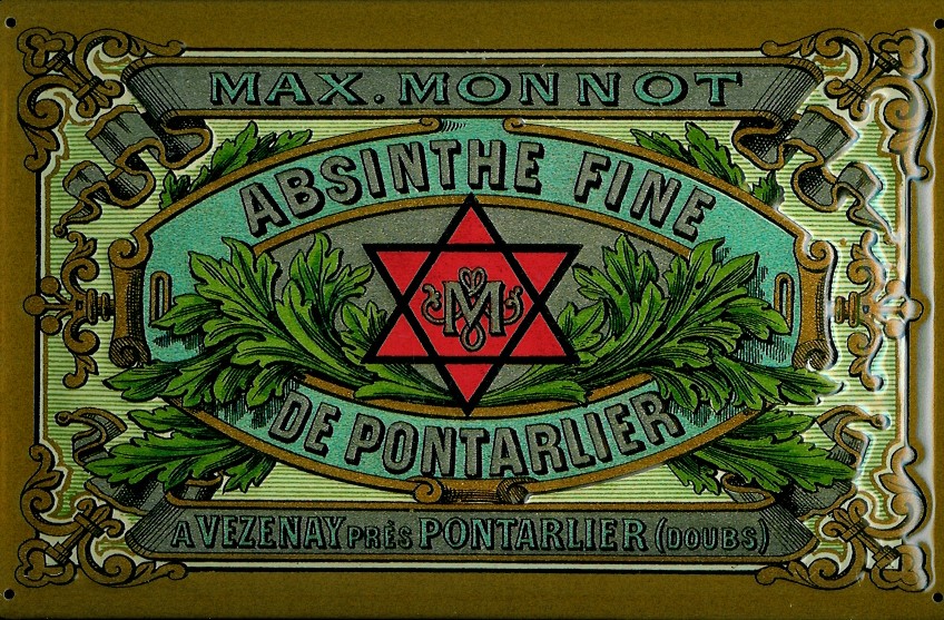 Blechschild Absinthe Fine De Pontarlier Davidstern Frankreich Absinth Schild Nostalgieschild