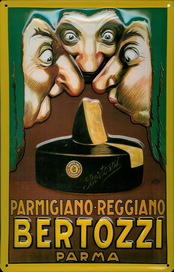 Blechschild Bertozzi Parma Käse Parmigiano Italien Schild Nostalgieschild