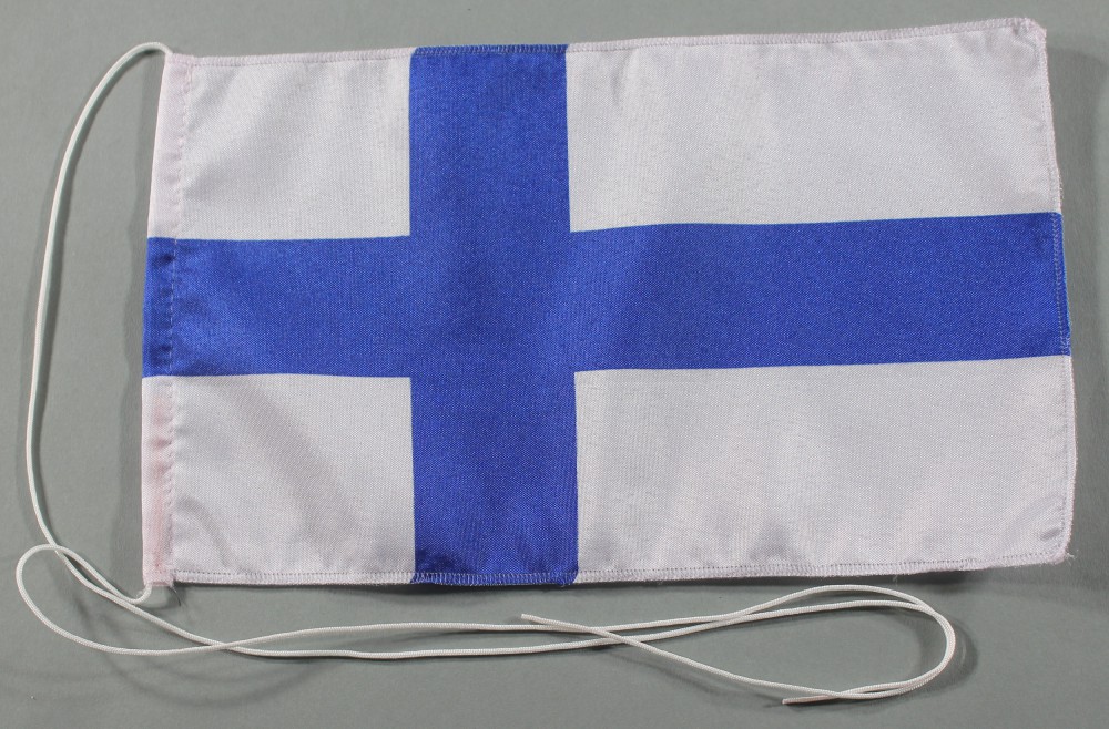 Tischflagge Finnland 25x15 cm optional mit Holz- oder Chromständer Tischfahne Tischfähnchen