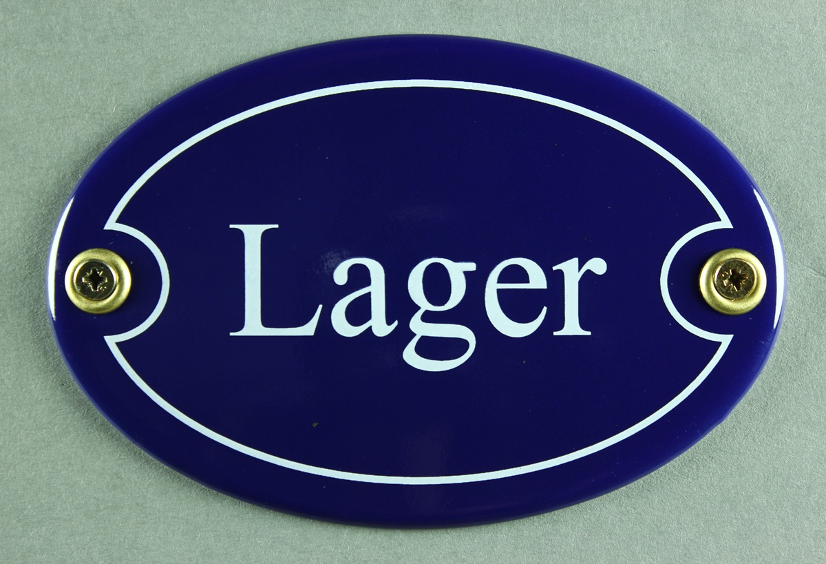 Emaille Türschild Lager blau oval Schild Emailleschild Metallschild Blechschild