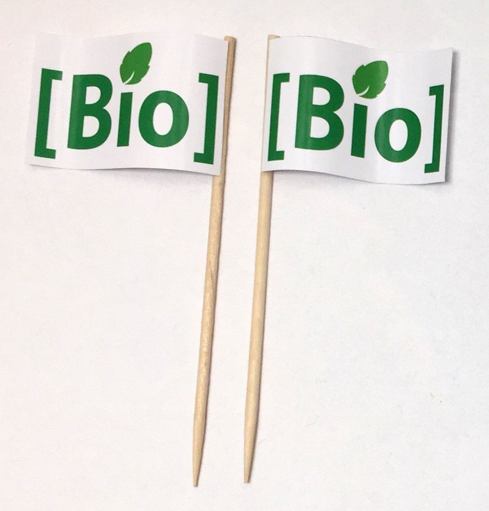 Bio-Blatt Party-Picker Flagge Bio Blatt grün Papierfähnchen in Spitzenqualität 50 Stück Beutel