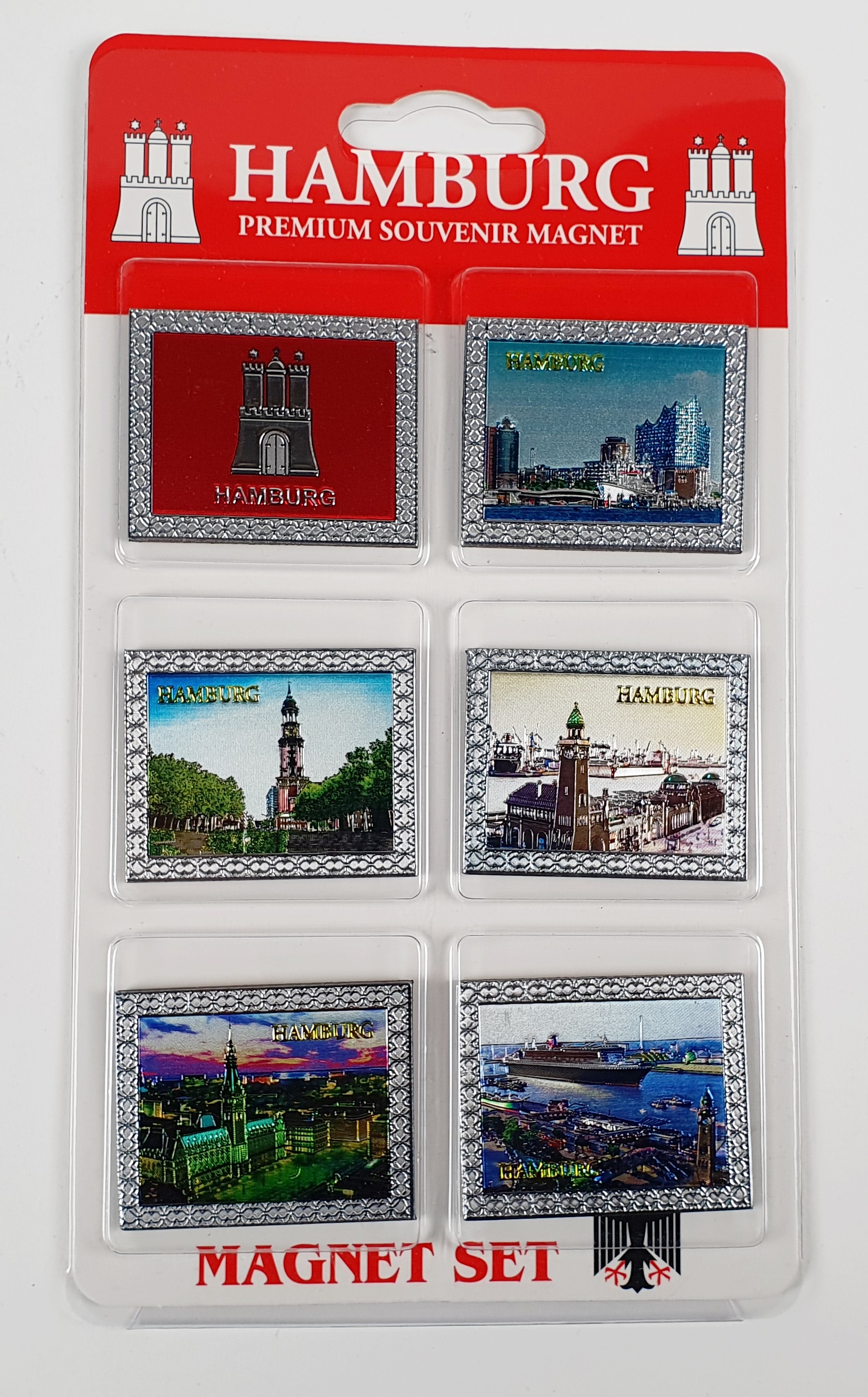 Magnet Set Premium Hamburg 6-teilig Metalloberfläche Magnete Souvenirs Andenken Deko