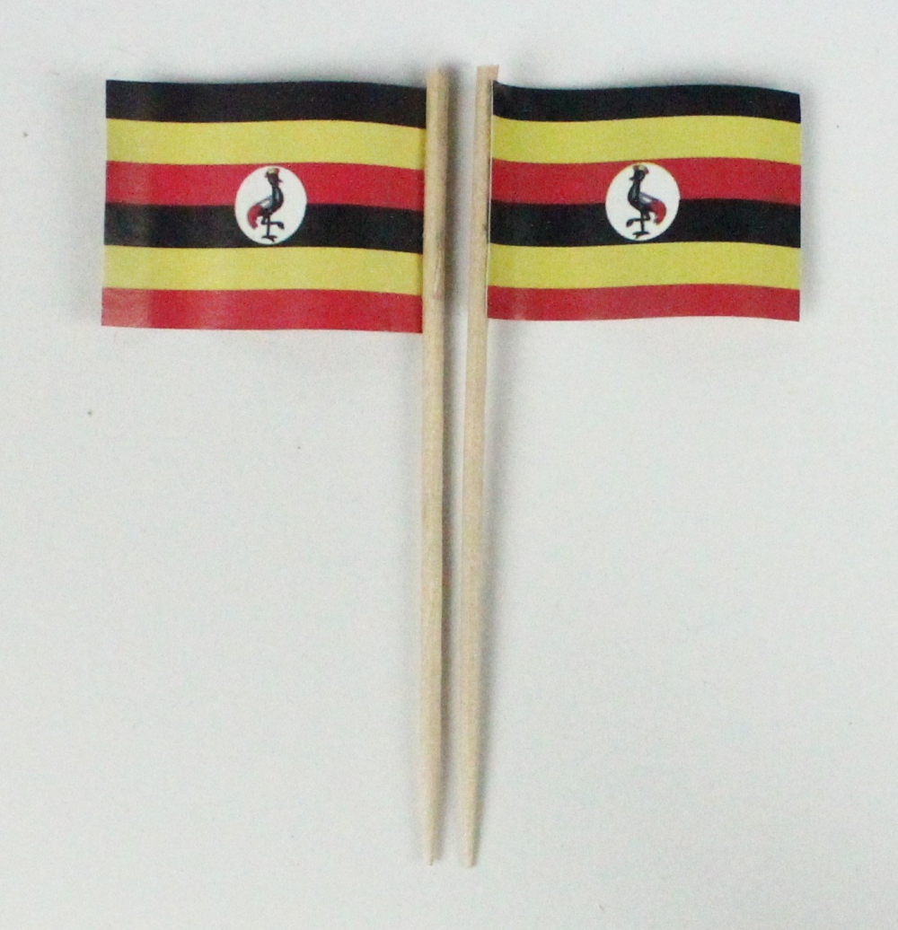 Party-Picker Flagge Uganda Afrika Papierfähnchen in Spitzenqualität 50 Stück Beutel