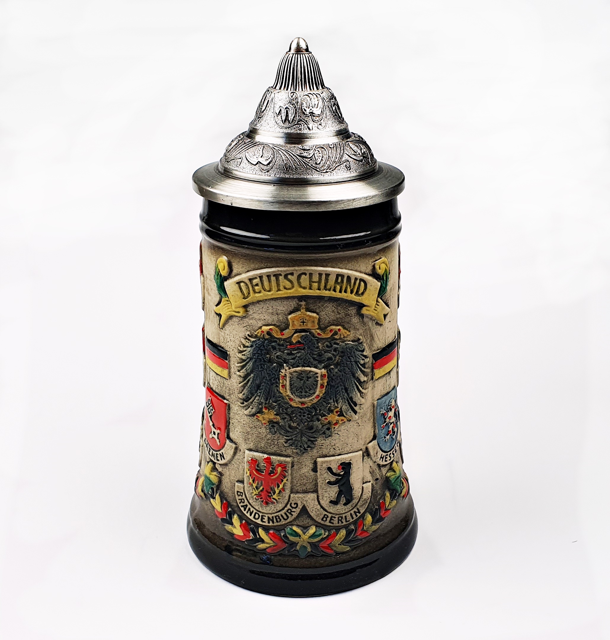 bierkrug-deuzschland-rustikal Bierkrug mit Deckel Deutschland Bundesländer rustikal 0,5 Liter