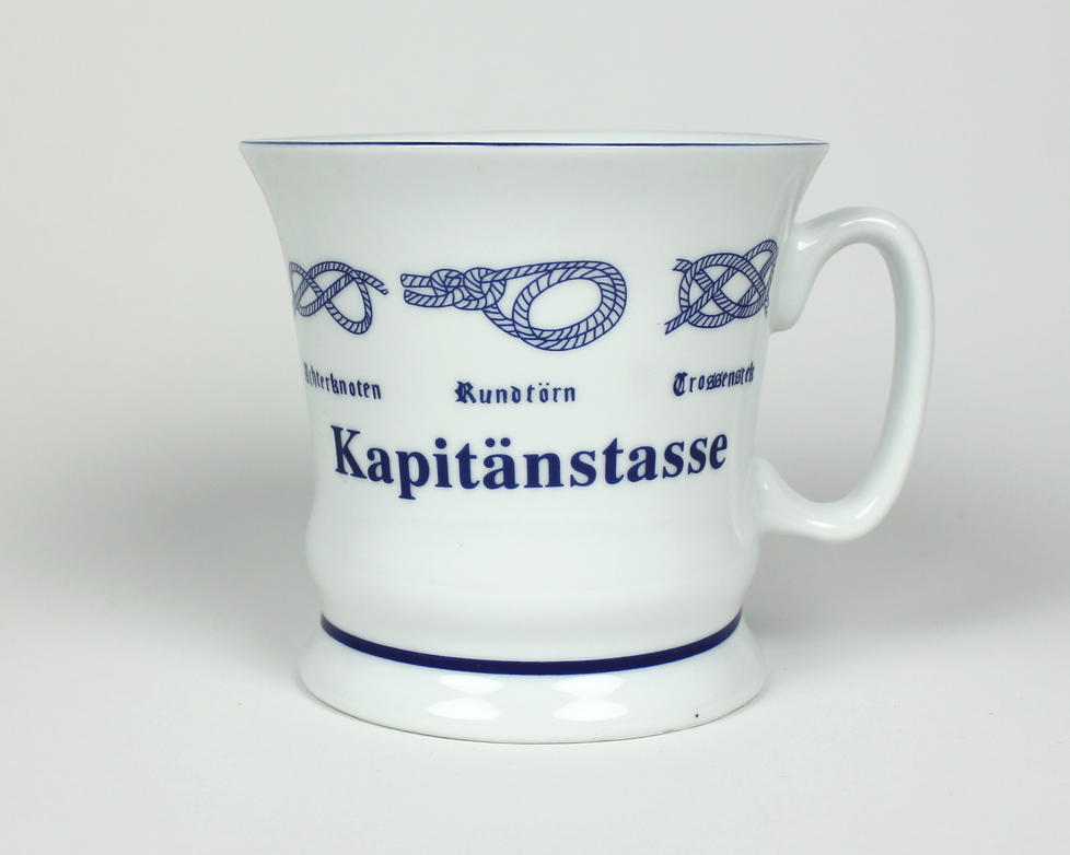 Knotenbecher Kapitänstasse mit Seemannsknoten hoch Kaffeebecher Kaffeetasse Kaffee Pott