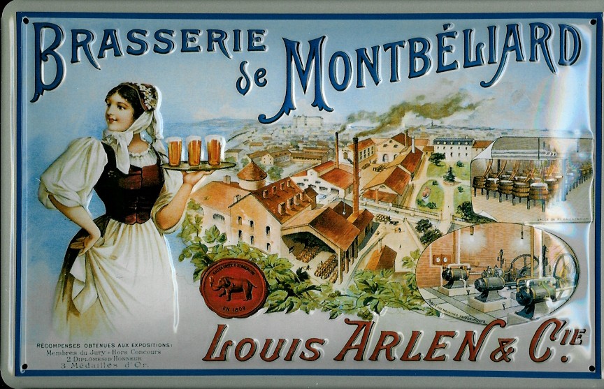 D253-Brasserie Blechschild Brasserie de Montbéliard Bier Frankreich retro Schild Werbeschild