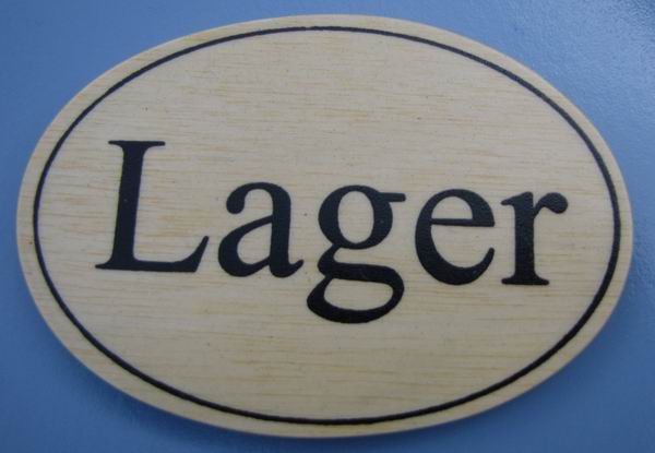 Ovales Holz - Türschild Lager 7x10 cm helles Holzschild