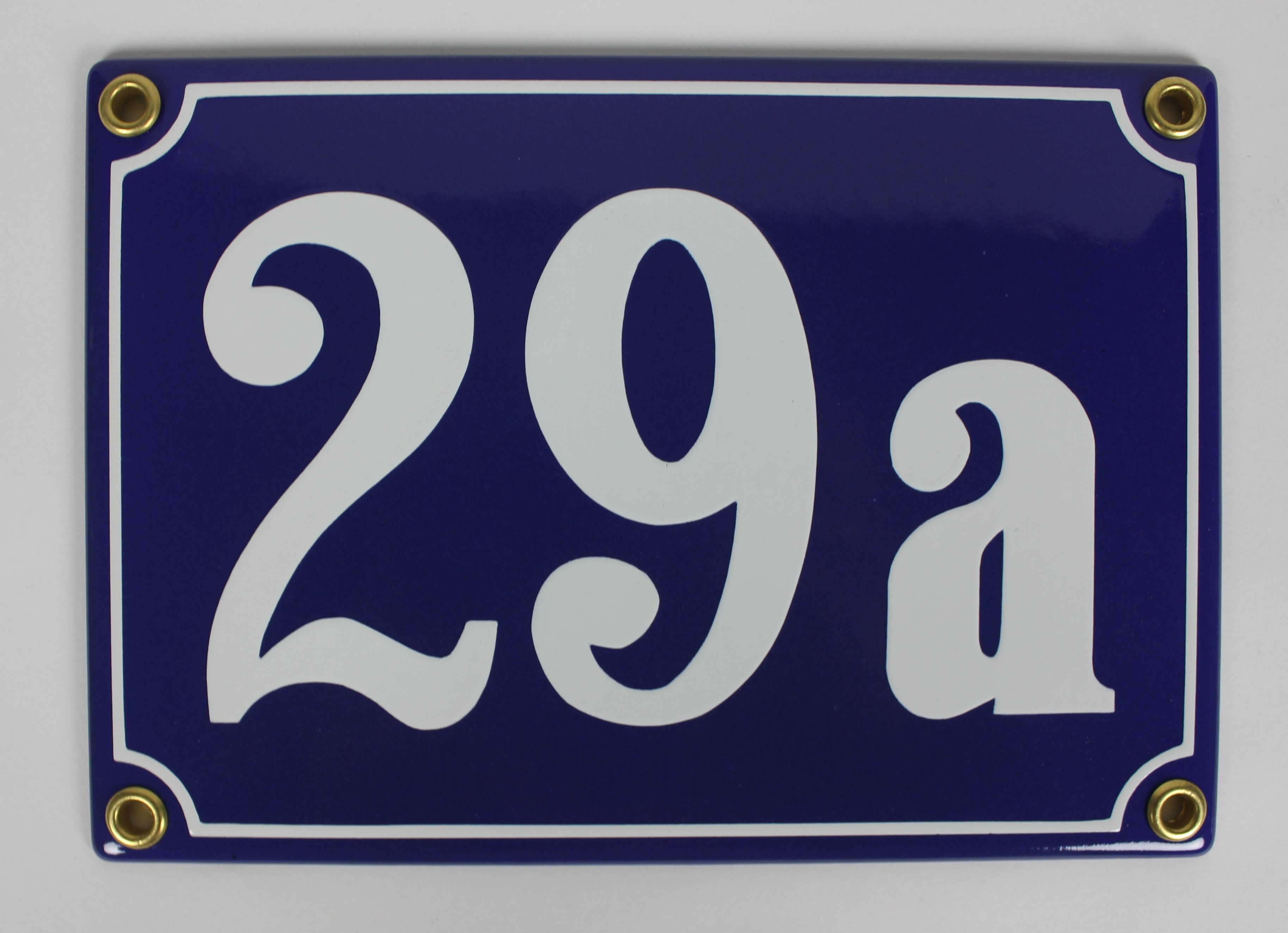 Hausnummernschild 29a blau Clarendon 18x12 cm Emailleschild