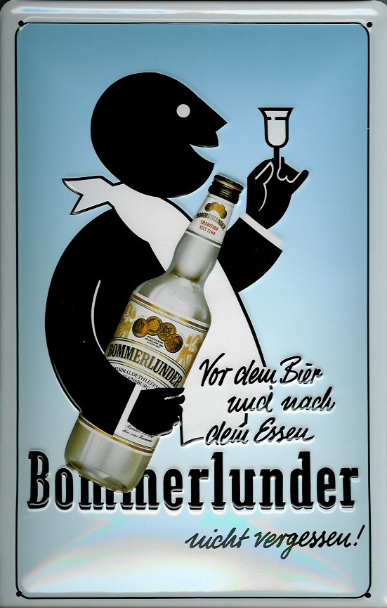 Blechschild Bommerlunder Korn vor dem Bier retro Schild Werbeschild Nostalgieschild