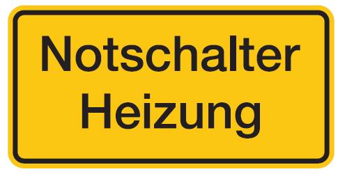 Aluminium Schild Notschalter Heizung 100x200 mm geprägt