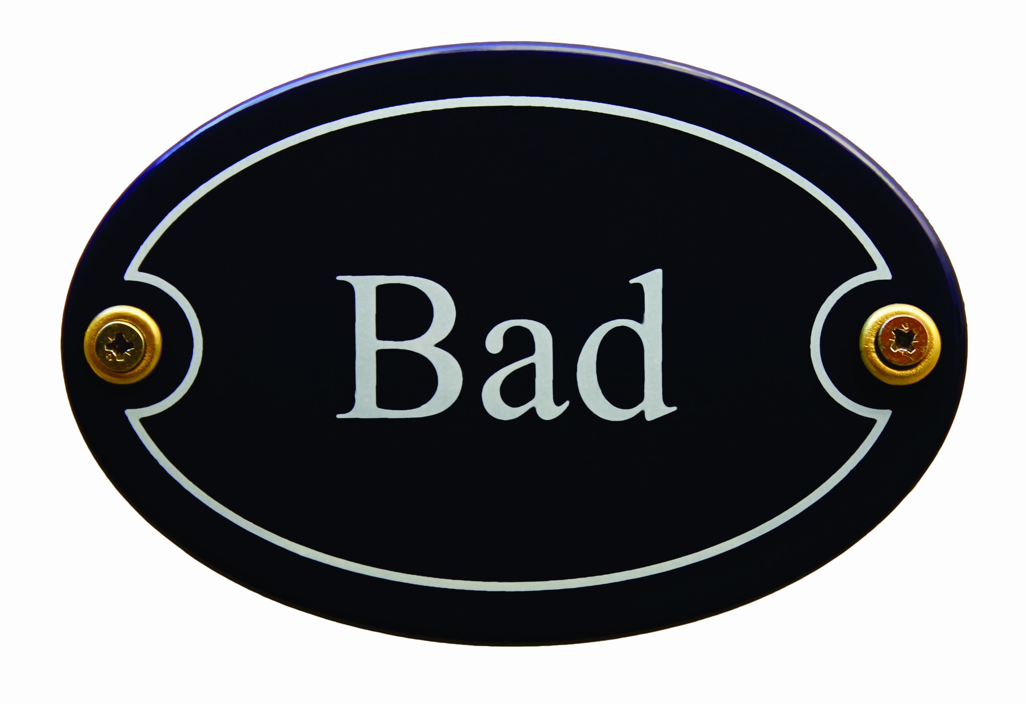 Emaille Türschild Bad blau oval Schild Toilettenschild Emailleschild Metallschild Blechschild