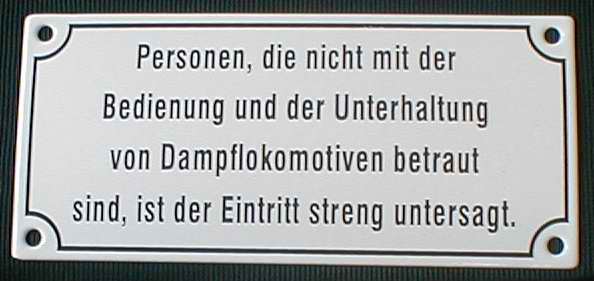 Eisenbahn Schild Personen, die nicht mit der Bedienung..