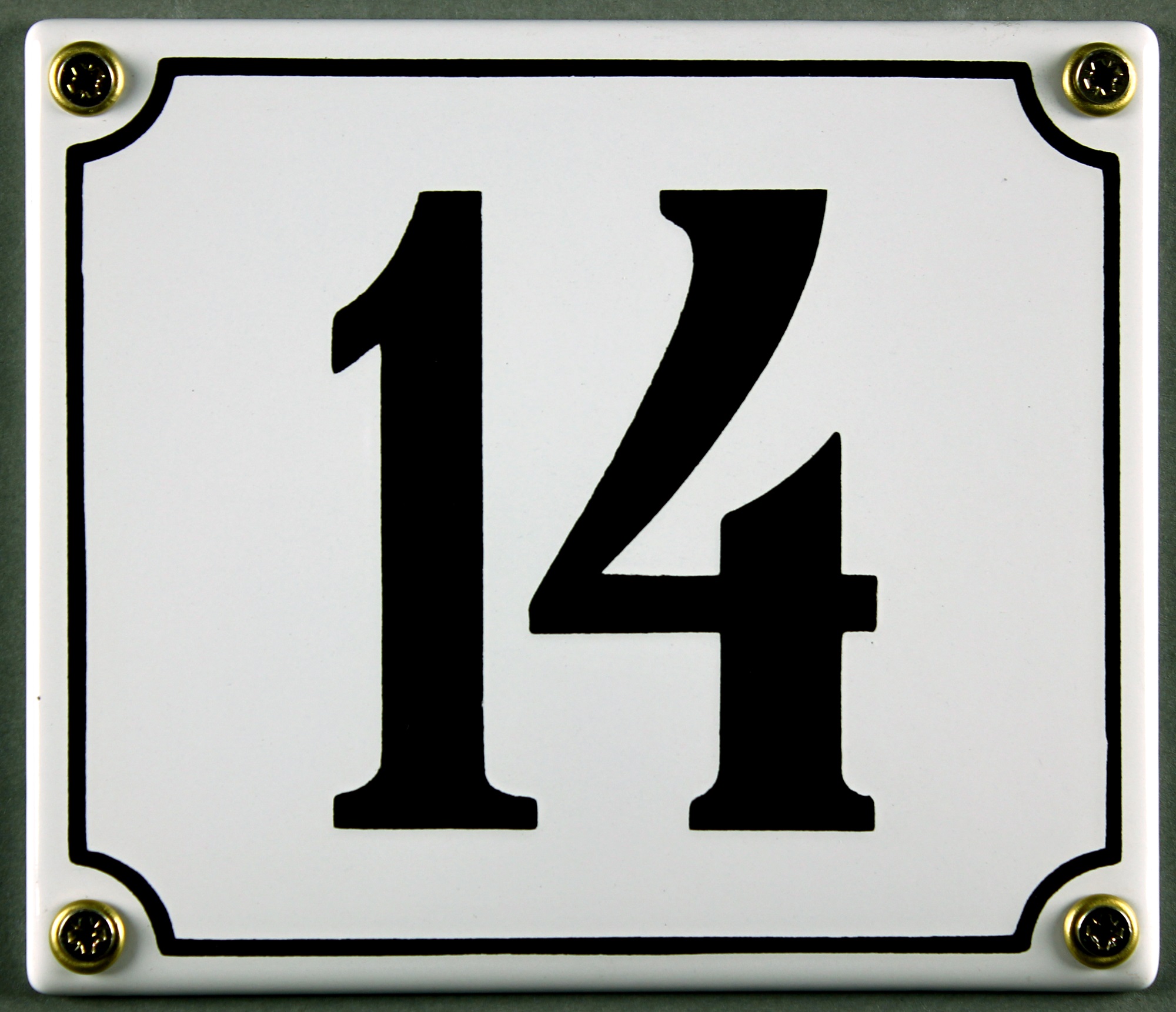 Hausnummernschild 14 weiß 12x14 cm sofort lieferbar Schild Emaille Hausnummer Haus Nummer Zahl Ziffe