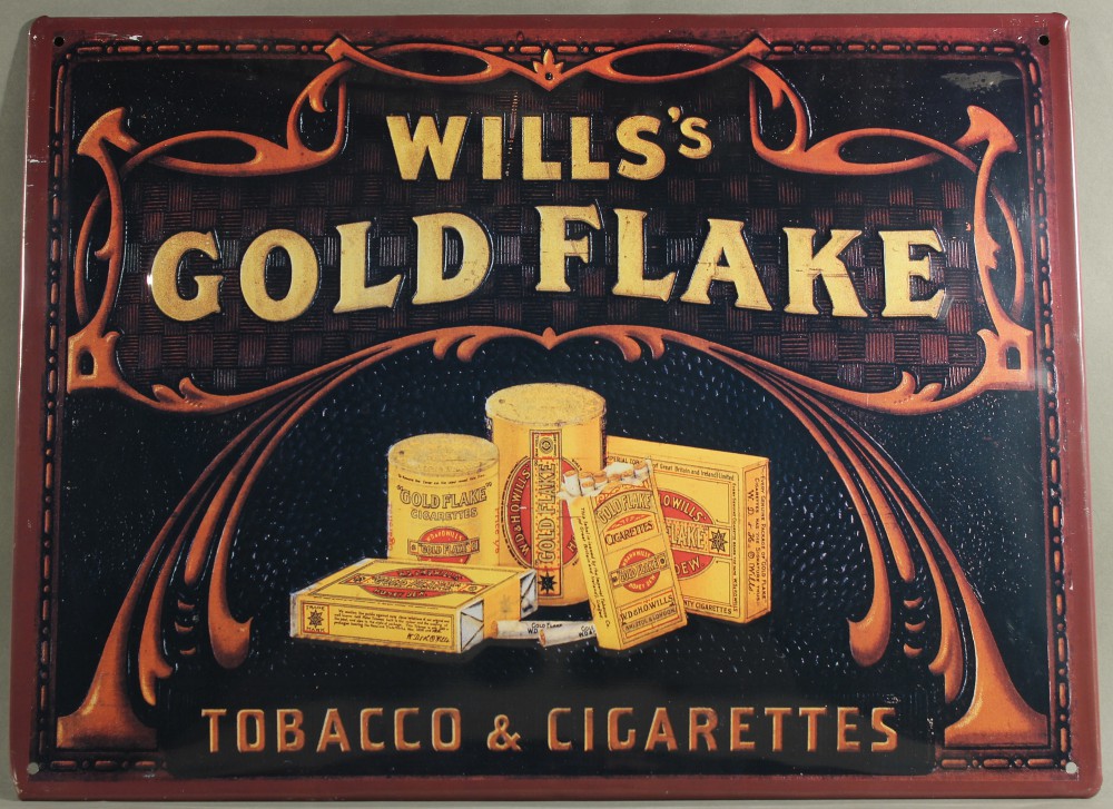 Blechschild Nostalgieschild Wills Gold Flake Cigarettes Tobacco Zigaretten Werbung Retro Schild