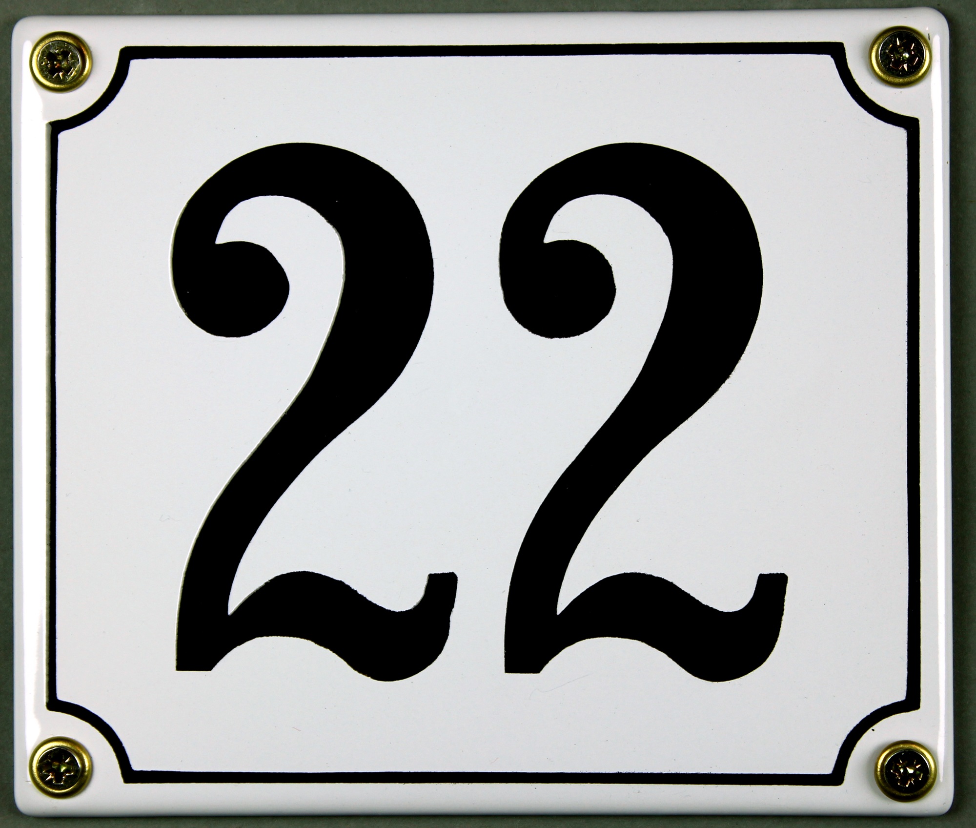 Hausnummernschild 22 weiß 12x14 cm sofort lieferbar Schild Emaille Hausnummer Haus Nummer Zahl Ziffe