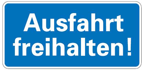 Aluminium Schild Ausfahrt freihalten 170x350 mm geprägt