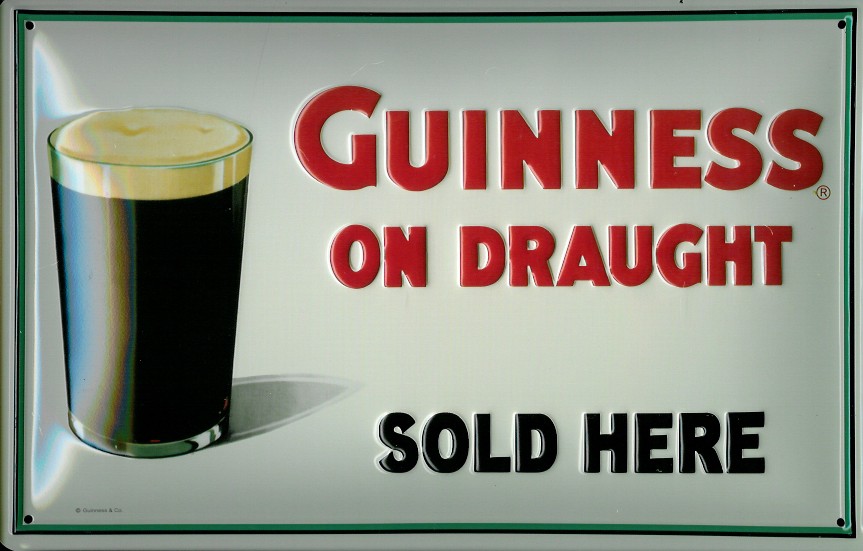 Blechschild Guinness Beer on draught sold here Bier Werbung nostalgisches Schild