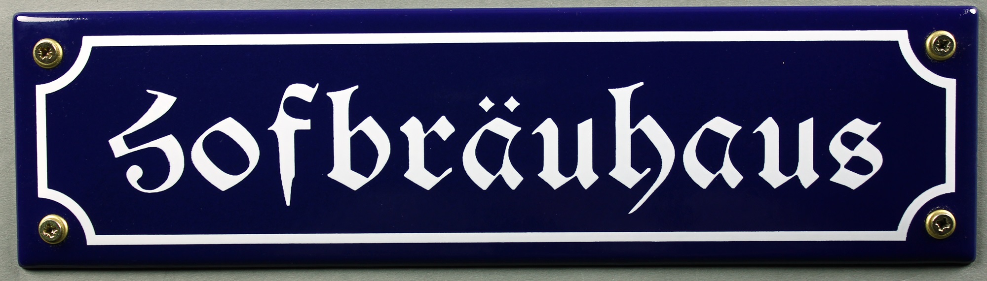 Strassenschild Hofbräuhaus 30x8 cm Email Strassen Schild Emaille Kneipenschild Biergarten