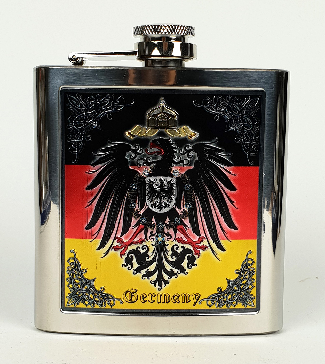 Flachmann Deutschland mit Adler Edelstahl Schnapsflasche